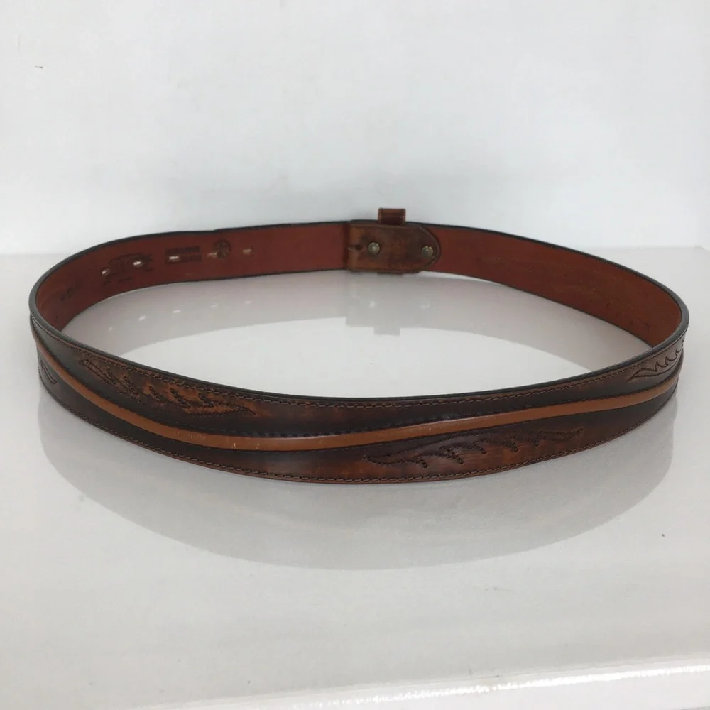 Silver Creek Collection Western Stitched Leather Belt Brown Size 36 Unisex